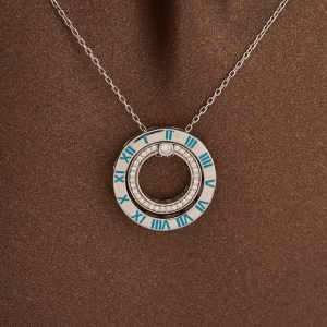 Romen Rakamlar Renkli 925 Ayar Gümüş Kolye