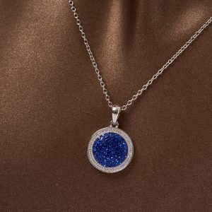 Lacivert Zirkon 925 Ayar Gümüş Kolye