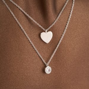 Zirkon Taşlı Kalp 925 Ayar Gümüş Kolye